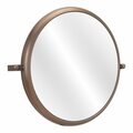 Homeroots 20.3 x 24 x 5.3 in. Industrial Gold Round Mirror 391670